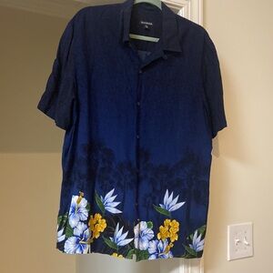 GEORGE l Men’s Short-Sleeve l Rayon l Button-down l Casual l Vibrant Blue l Sz L